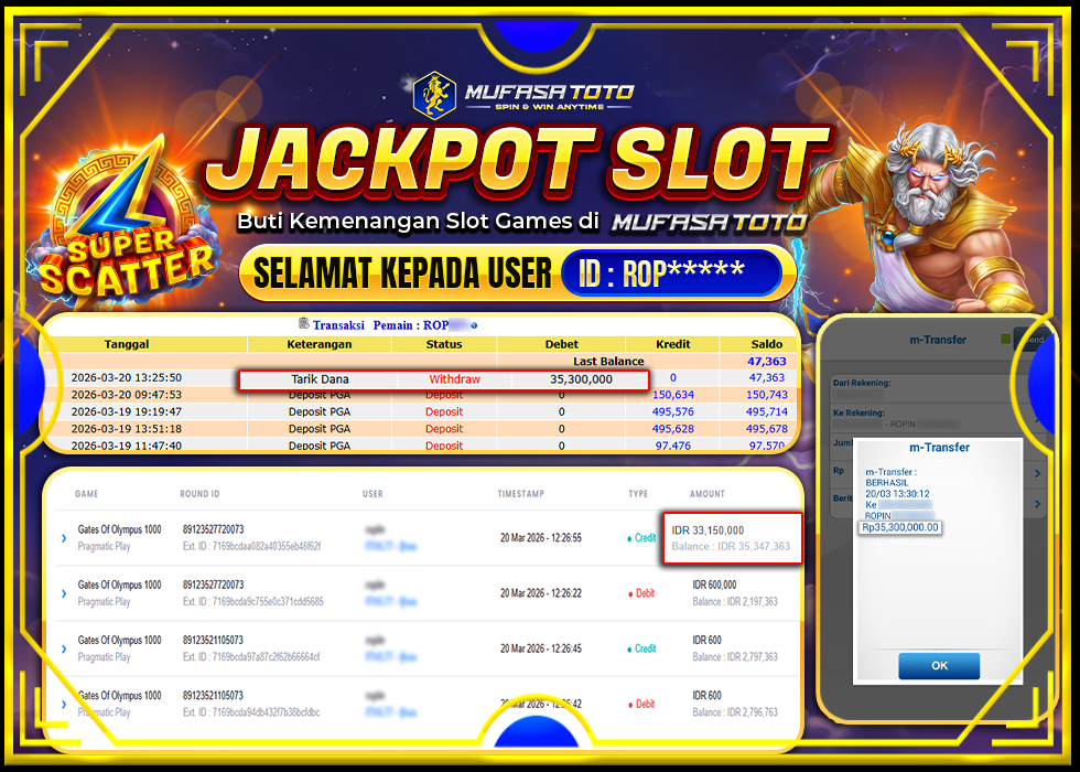 MUFASATOTO JACKPOT PRAGMATIC PLAY Rp 35.300.000|LUNAS